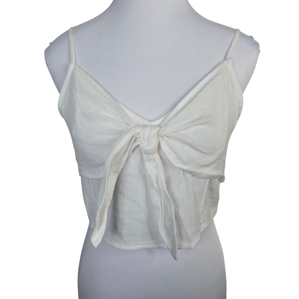 Aerie Womens White Tie Front Cropped Cami Top NWT Large